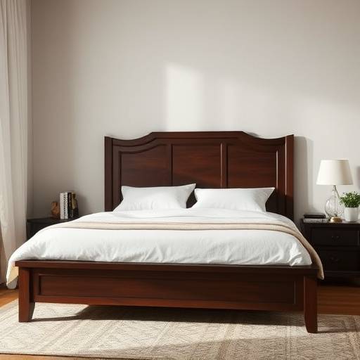 King size bed with a dark wood frame