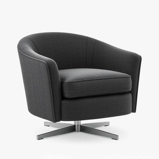 Modern swivel armchair in charcoal grey